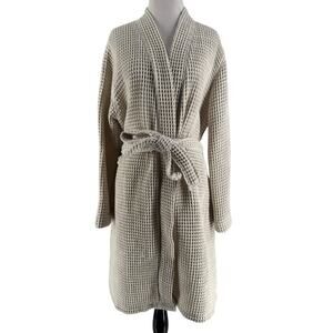 Parachute Women's Cream Waffle Long Sleeve Robe W/Tie Size Medium